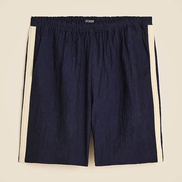 J. Crew Women's 7" Stratus side-stripe short in textured satin XXS Navy - Picture 1 of 6